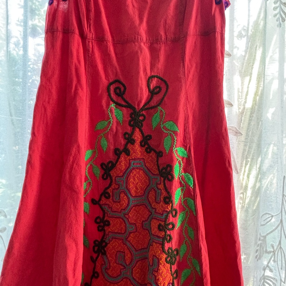 Shipibo ayahuasca short dress orange/ pink